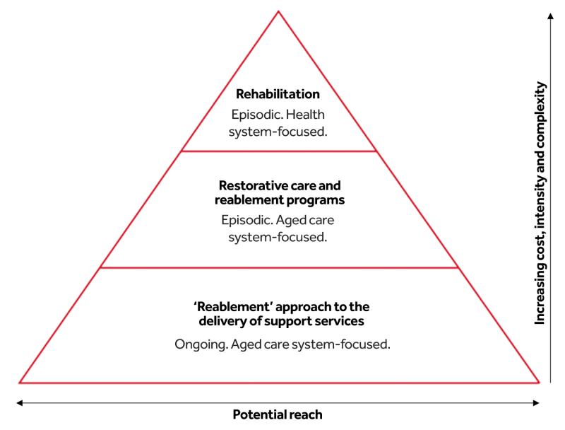 Rehabilitation, reablement and restorative care relationship